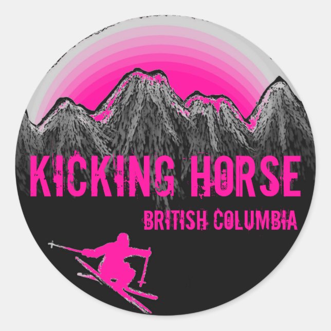 Adesivo Redondo Kicking Horse British Columbia pink-adesivos de es (Frente)