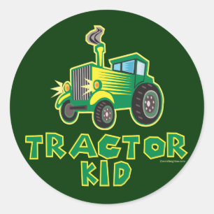 Adesivo Redondo Kid de Trator Verde