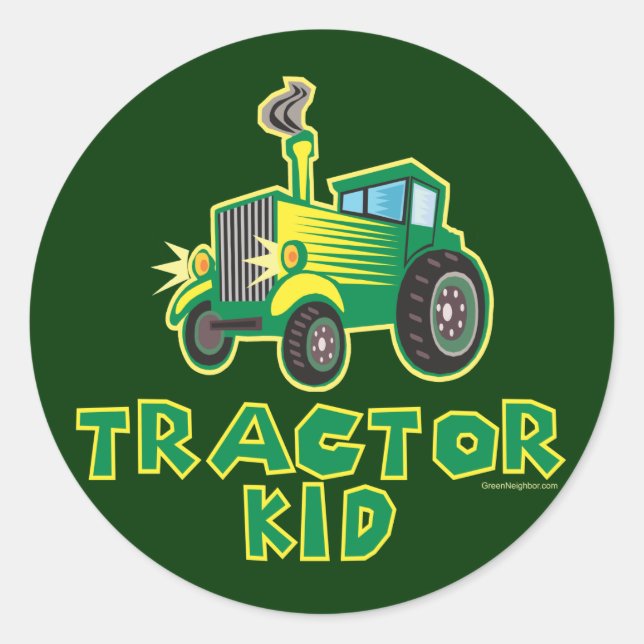 Adesivo Redondo Kid de Trator Verde (Frente)