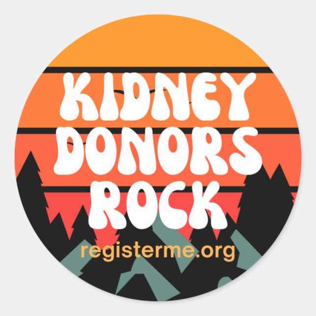 Adesivo Redondo Kidney Donors Rock Donor Awareness (Frente)