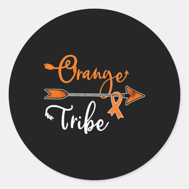 Adesivo Redondo Kidney Leukemia Cancer Awareness Orange Ribbon Tri (Frente)
