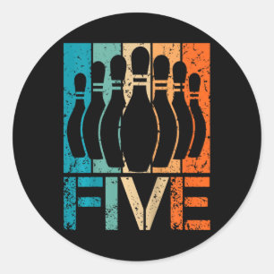 Adesivo Redondo Kids 5 Boliche Aniversário de 5 Anos