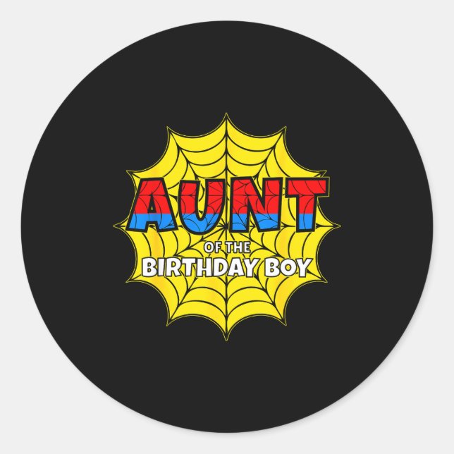 Adesivo Redondo Kids Aunt Of The Birthday Boy Sder Theme Party Mat (Frente)