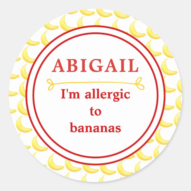 Adesivo Redondo Kids Banana Allergy Alert Classer Round Sticker (Frente)