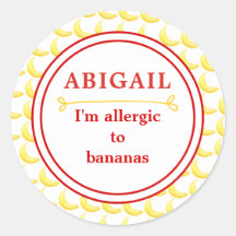 Kids Banana Allergy Alert Classer Round Sticker