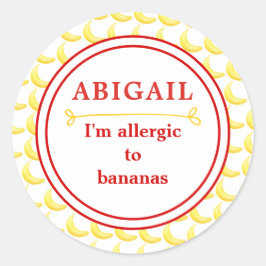 Adesivo Redondo Kids Banana Allergy Alert Classer Round Sticker