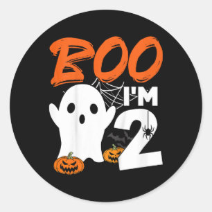 Adesivo Redondo Kids Boo Im 2 Halloween Festa de aniversário Costu