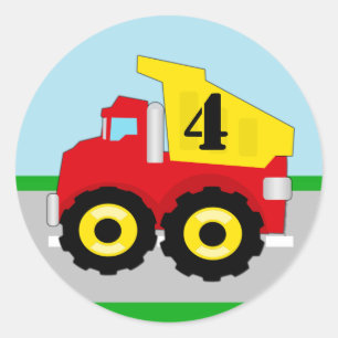 Adesivo Redondo Kids Construction Dumpruck Envelope Selo / Favor