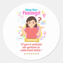 Adesivo Redondo Kids Emotion Featuring Confused