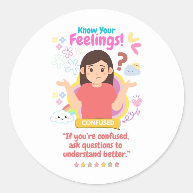 Adesivo Redondo Kids Emotion Featuring Confused (Frente)