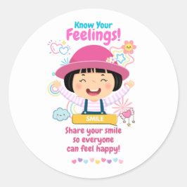 Adesivo Redondo Kids Emotion Featuring Happy