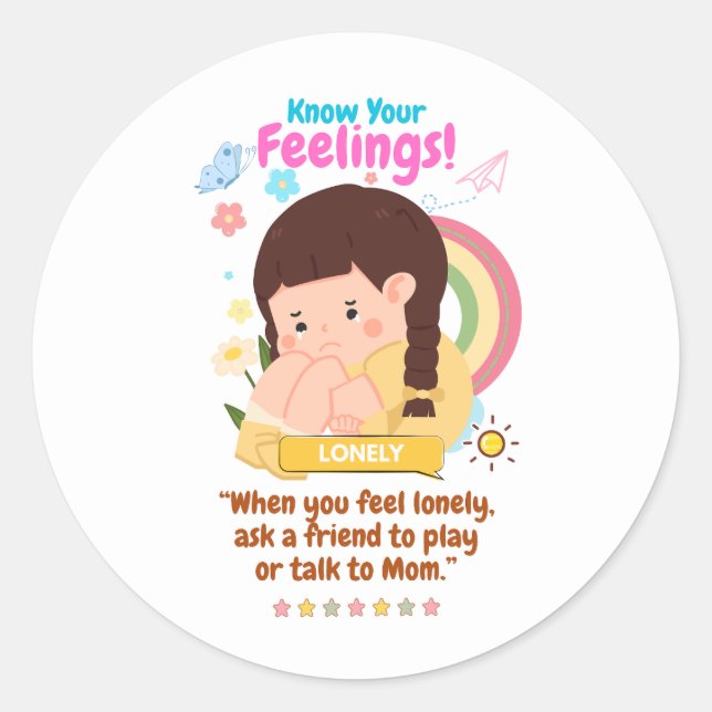 Adesivo Redondo Kids Emotion Featuring Lonely (Frente)
