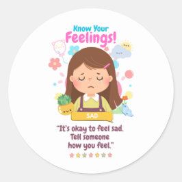 Adesivo Redondo Kids Emotion Featuring Sad