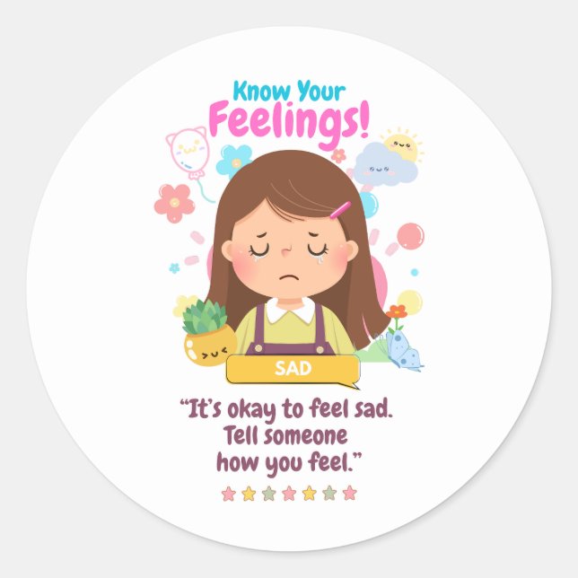 Adesivo Redondo Kids Emotion Featuring Sad (Frente)