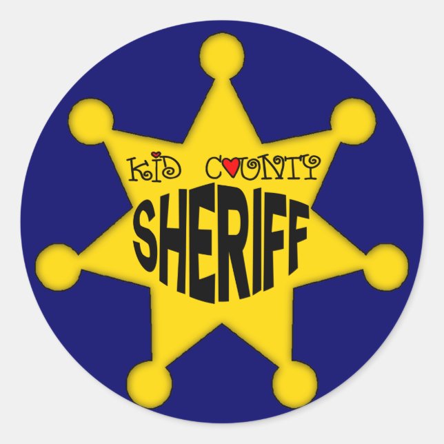 Adesivo Redondo Kids Sheriff T Shirts e Kids Gifts (Frente)