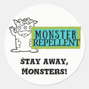 Adesivo Redondo Kids Stickers - Monster Repellent