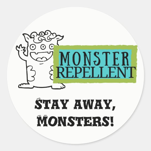 Adesivo Redondo Kids Stickers - Monster Repellent (Frente)