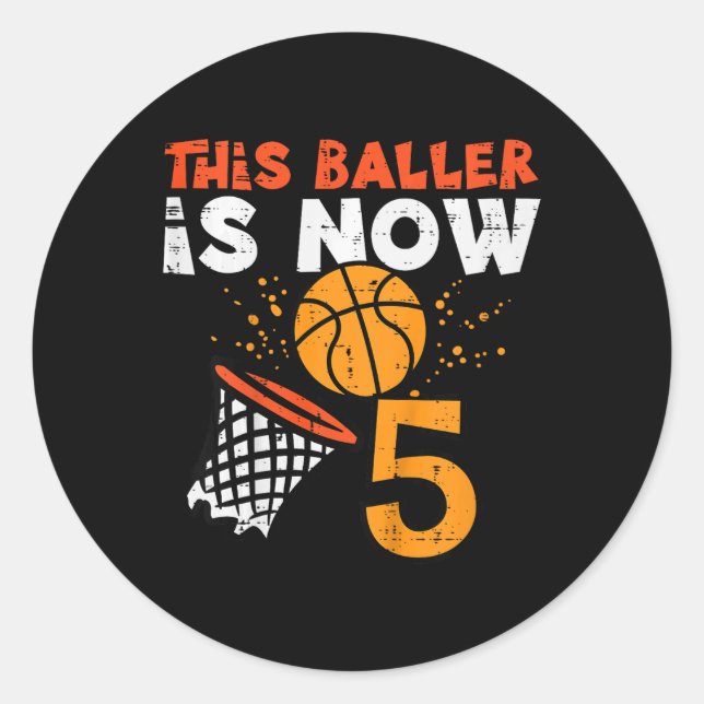 Adesivo Redondo Kids This Ller Is Now 5 Sketll 5th Birthday Bday B (Frente)