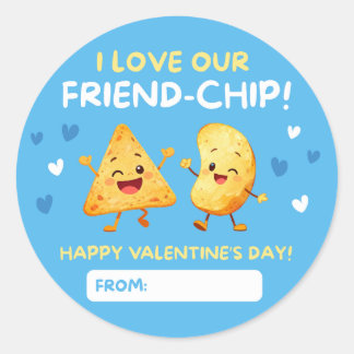 Adesivo Redondo Kids Valentine Stickers – I Love Our Friend Chip