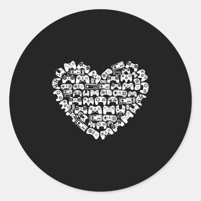 Adesivo Redondo Kids Video-Game Controller Heart Dia de os namorad (Frente)