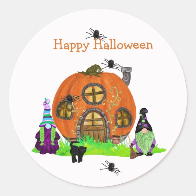 Adesivo Redondo Kids Whimsso Gnomos do Halloween Sticker (Frente)