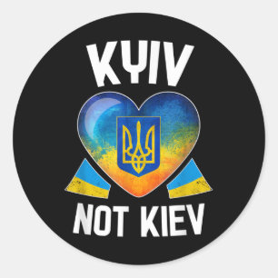 Adesivo Redondo Kiev Não Kiev _ Sinalizador Ucraniano de Suporte a