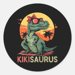 Adesivo Redondo Kikisaurus Dino Dinosaur Kiki-saurus T-rex Mãe"