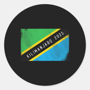 Adesivo Redondo Kilimanjaro 2025 Bandeira da Tanzânia Monte Kilima