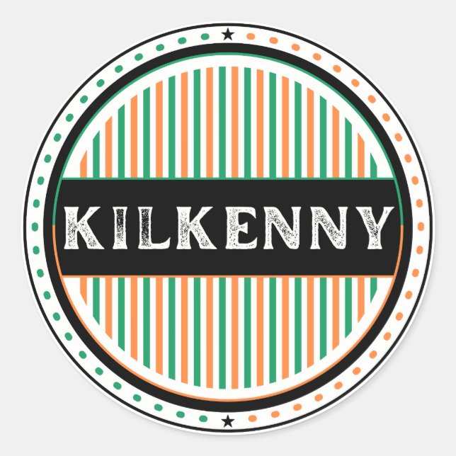 Adesivo Redondo Kilkenny City Pride Emblem – Irish Identity (Frente)