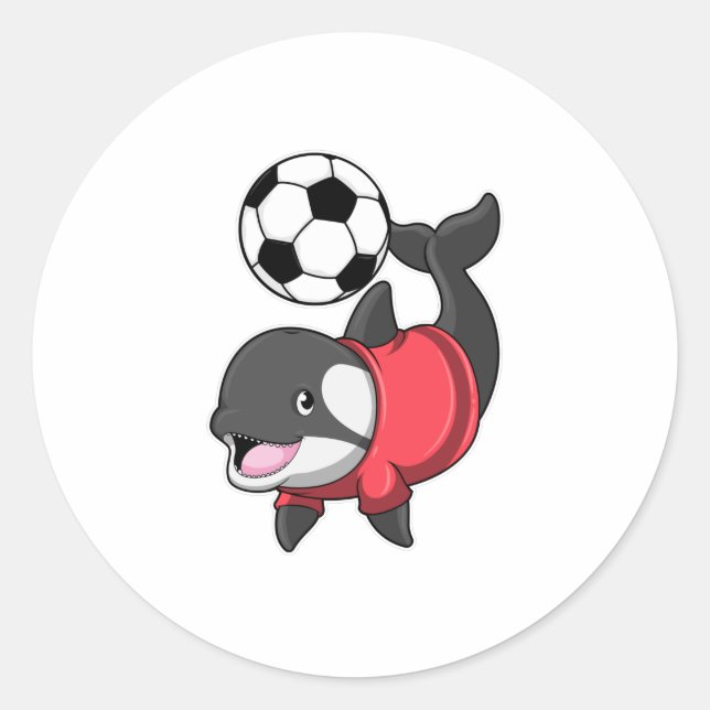 Adesivo Redondo Killerwhale como jogador de futebol com futebol (Frente)