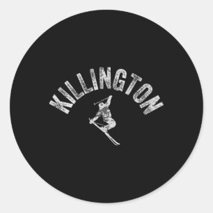 Adesivo Redondo Killington Ski Esqui Vintage Vermont Skiador Legal