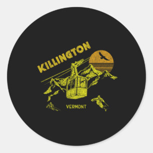 Adesivo Redondo Killington Vermont Afastou Tee De Pé Retro