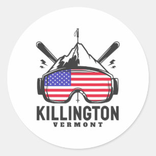 Adesivo Redondo Killington Vermont Esqui Esqui Retro