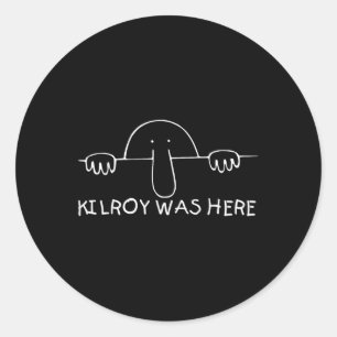 Adesivo Redondo Kilroy Estava Aqui Camisa - Veterano Perfeito Wwii