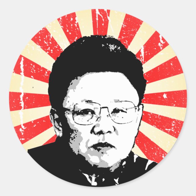 Adesivo Redondo Kim Jong Il (Frente)
