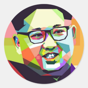 Adesivo Redondo Kim Jong Un Caro Líder Sticker