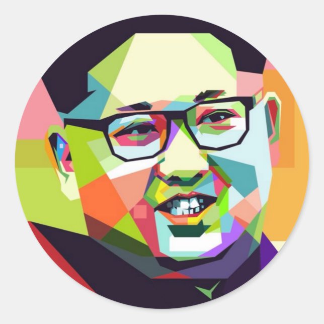 Adesivo Redondo Kim Jong Un Caro Líder Sticker (Frente)
