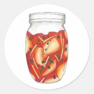 Adesivo Redondo Kimchi Fermentado Coubage Coreano da Comida