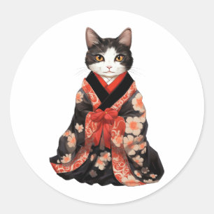 Adesivo Redondo Kimono Cat