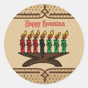 Adesivo Redondo Kinara, Kwanzaa feliz