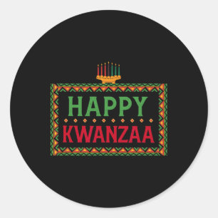 Adesivo Redondo Kinara Sete Velas Princípios De Kwanzaa Happy K