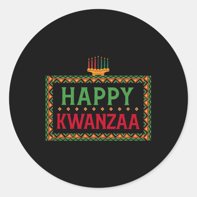 Adesivo Redondo Kinara Sete Velas Princípios De Kwanzaa Happy K (Frente)