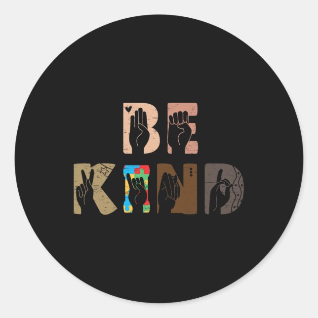 Adesivo Redondo Kind Asl Sinal de Mão Intérprete Sinal Idioma (Frente)