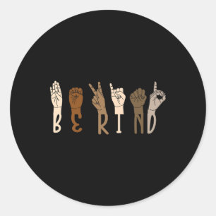Adesivo Redondo Kind Sign Language Intérprete Melanin