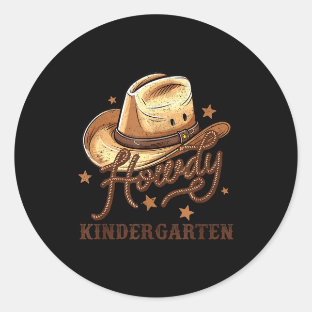 Adesivo Redondo Kindergarten Teacher Rodeo Cowboy Western Howdy Ki (Frente)