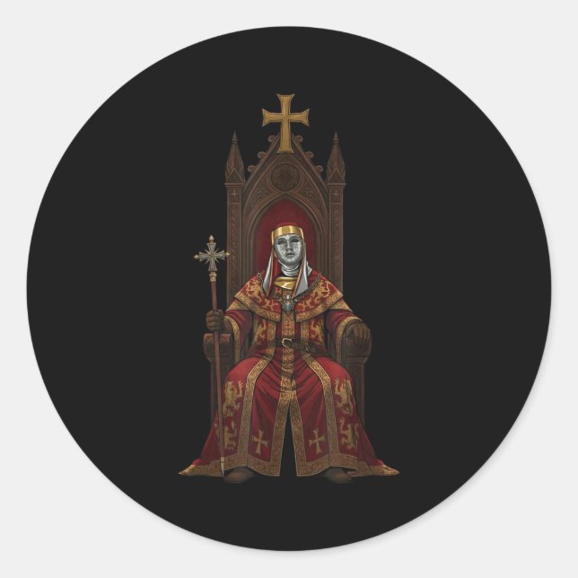 Adesivo Redondo King Baldwin Iv Floral Mask Medieval Art Crusader  (Frente)