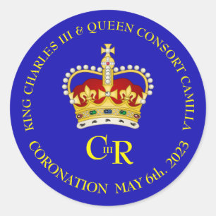 Adesivo Redondo King Charles III e Queen Consort Camilla