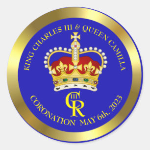 Adesivo Redondo King Charles III e Queen Consort Camilla Clas
