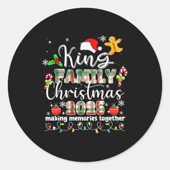 Adesivo Redondo King Family Christmas 2025 Matching Santa Tee Xmas (Frente)