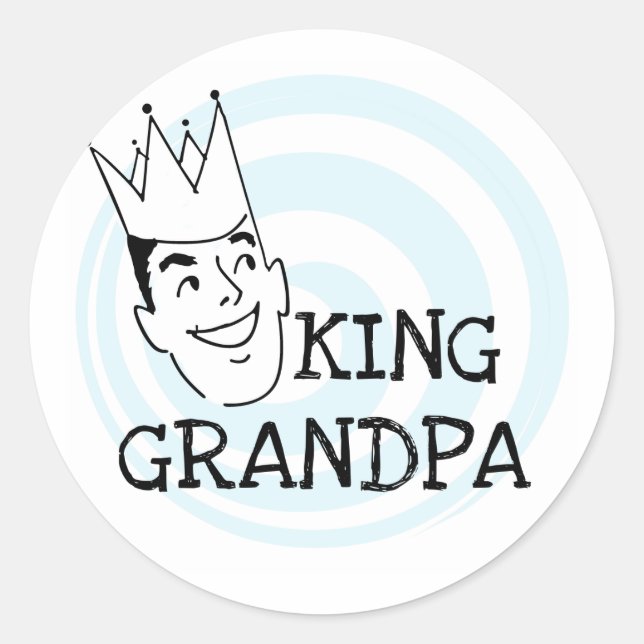Adesivo Redondo King Grandpa T-shirts e presentes (Frente)